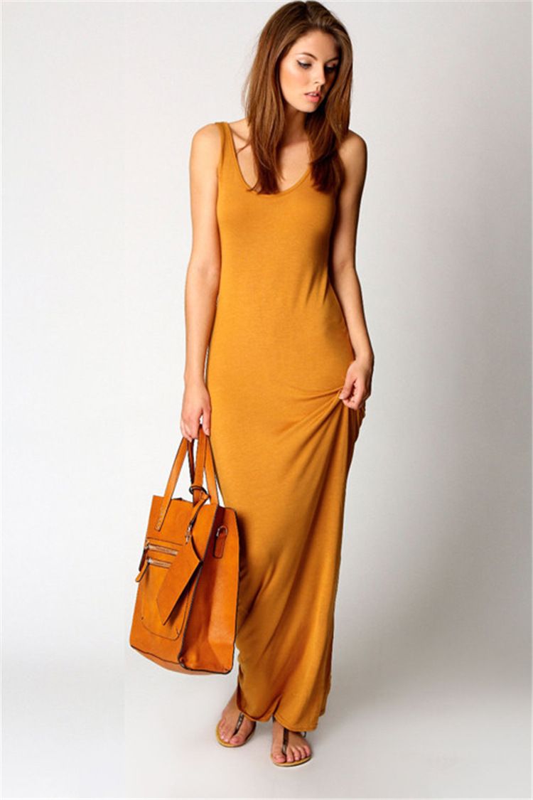 Women's Clothing Solid Color Sexy Women's Vest Long Skirt Simple Hip Skirt_ecoleips.com