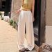 Women's High Waist Wide Leg Pants Linen-Blend Summer Breathable Comfort Straight Leg Trousers_ecoleips.com