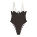 Women's Clothing One Piece Swimsuit Color Matching Fashion Conservative Belly Covering Bikini Beach Swimsuit_ecoleips.com