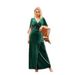 Women's Clothing Sexy Velvet Deep V Neck Slit Temperament Long Skirt_ecoleips.com