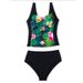 Split swimsuit Women's sexy tropical printed tankini conservative swimsuit_ecoleips.com