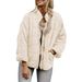 Women's Clothing Casual Stand Collar Long Sleeve Jacket With Pockets, Lightweight Polyester Acrylic Filled Coat, Loose Fit Outerwear For Autumn_ecoleips.com