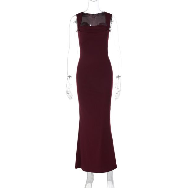 Women's Fashion 2025 Summer New Fashionable Elegant Slim Fit Square Neck Sleeveless Waist-Cinching Slimming Dress_ecoleips.com