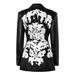 Women's Clothing Spring New Design Pu Leather Sleeves Stitching Print Slim Waist Small Suit Jacket Cross Border_ecoleips.com