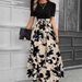 Women's Floral Print Round Neck Midi Dress – Elegant Resort Wear With Exotic Vacation Style For Spring Summer 2026_ecoleips.com