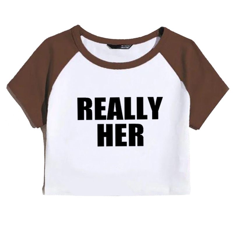 Women's Clothing Fashion Hip Hop Letter Pattern Printed Short Top Sexy Hot Girl Navel Baring T Shirt_ecoleips.com