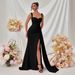 Women's Clothing New Slit Sexy Evening Dress For Women High End Temperament Hip Wrapped Slim Suspender Long Dress_ecoleips.com