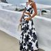 Women's Clothing Fashion Temperament Printed Midi-length Half-length Top and Skirt Two-piece Set_ecoleips.com
