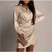 Satin Twist-Front Dress – Polo Collar Slim Fit Midi Dress (Gray/Black/Cream/Brown/Green, S-XL)_ecoleips.com
