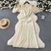 French Style Elegant Beaded Sleeveless Dress For Women, Summer Slim Knitted Vest Long Dress_ecoleips.com