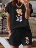 Women’s 2 Piece Outfit Set – Oversized Graphic T-Shirt And Biker Shorts Matching Set, Casual Summer Lounge Tracksuit For Daily Wear-320_ecoleips.com