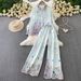 Women's Fashion Suit Casual Loose Long Sleeved Single Breasted Shirt High Waisted Slimming Tie Dye Wide Leg Pants Two Piece Set_ecoleips.com