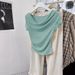 Mint Mambo Green V-Neck Slim Fit Modal Short Sleeve T-Shirt Women's Summer 2026 Spicy Girl Top_ecoleips.com