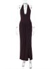 Mozision Deep V Neck Backless Sexy Maxi Dress Women Elegant Halter Sleeveless High Waist Pleated Split Club Party Long Dresses_ecoleips.com