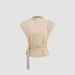 Stylish And Simple European And American Semi-turtleneck Collar Short-sleeved Beige Fabric Waist Style With Button Women's Top_ecoleips.com
