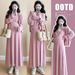 Autumn Korean Fashion Two-Piece Maternity Dress For Pregnant Women_ecoleips.com