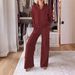 Effortless V-Neck Lounge Set – Flowy Long-Sleeve Top & Wide-Leg Pants (S-5XL, 7 Colors)_ecoleips.com