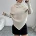 Women's High Neck Knit Sweater - Oversized Asymmetrical Design, Soft & Cozy Winter Pullover, Loose Fit Casual Tops For Streetwear & Daily Wear_ecoleips.com