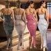 Elegant Solid Color Sleeveless Dress With Rhinestone Detailing For Women - High Waist Long Dress, Office Wear & Evening Party Outfit_ecoleips.com