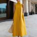 New Office Sleeveless Pocket Vest A-line Dress Ladies Casual Street Stand Collar Solid Long Dress Fashion Irregular Summer Dress_ecoleips.com
