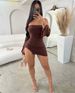 Women Strapless Backless Mini Dress For Women Black Off-shoulder Long Sleeve Bodycon Club Party Dress Clothes_ecoleips.com