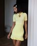 Women's Clothing Ruffled Short Skirt Fashion Short Sleeved Solid Color Sweet Multi Color Ribbed Sexy Dress_ecoleips.com