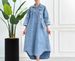 Women's Clothing Autumn New Women's Round Neck Solid Color Style Simple Style Loose Denim Long Skirt_ecoleips.com