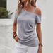 European And American Cross-border Solid Color Button-decorated T-shi, Spring/summer Casual Asymmetrical Pleated_ecoleips.com