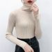girl Turtleneck Sweater Base Layer Women Slim Fit Thick Knitwear 2024 Autumn Winter New Solid Color Pullover Inner Wear_ecoleips.com