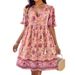 Women's Casual Vacation Dress Short Sleeved Printed Spring Summer Clothing_ecoleips.com