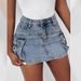Women's Denim Hottie INS Popular Pocket Workwear Mini Skirt_ecoleips.com