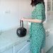 2021 Summer New For Women, V-neck Slim Fit Floral Short Sleeve Mid-length Wrap Long Dress_ecoleips.com