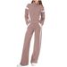 Women's Clothing Stand Up Collar Long Sleeved Stitching Color Matching Casual Sweatshirt Suit_ecoleips.com
