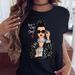 Women's Ladies' Top Urban Girl Casual White Cute Simple Retro Straight-Shoulder T-Shirt Short Sleeve_ecoleips.com