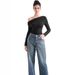 Women's Slim Fit Base Layer Top Long Sleeved Asymmetrical Neck Milk Silk T-Shirt Sexy Off-Shoulder_ecoleips.com