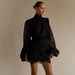 Women's Lantern Sleeve Mock Neck Lace Midi Dress – Elegant Casual Party Gown_ecoleips.com