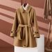Luxury Double-Faced Wool Coat For Women - Oversized Mid-Length Trench Coat, 100% Pure Wool, Handcrafted, Belted Waist, Workwear & Casual Elegance_ecoleips.com