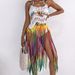 Women's Clothing Fashion Trend Colorful Spaghetti Straps Hollow Tassel Hem Dress_ecoleips.com