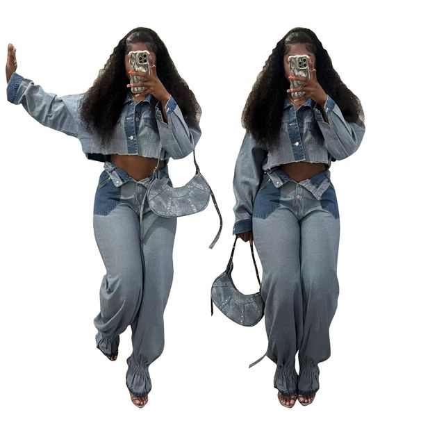 Women's Clothing Casual Color Matching Denim Suit_ecoleips.com
