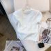 Women's Clothing Real Shot Of New Summer Design Thin Slim Round Neck T Shirt Short Sleeve Ice Silk Knitted_ecoleips.com