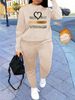Women's Autumn And Winter Hip-hop Casual Street Leopard Print Heart-shaped Pattern Printed Round Neck Sports Shirt+sports Pants Set-534_ecoleips.com