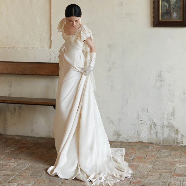 Women's Clothing Light White Style Wedding Dress Slimming Retro Simple Bridal Gown For Travel Photography Departure And Reception_ecoleips.com