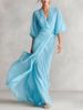 Women's Clothing Women's Romantic Deep V Neck Lantern Sleeve Long Dress Fitted Waist Autumn Banquet Socialite Style Fashion_ecoleips.com