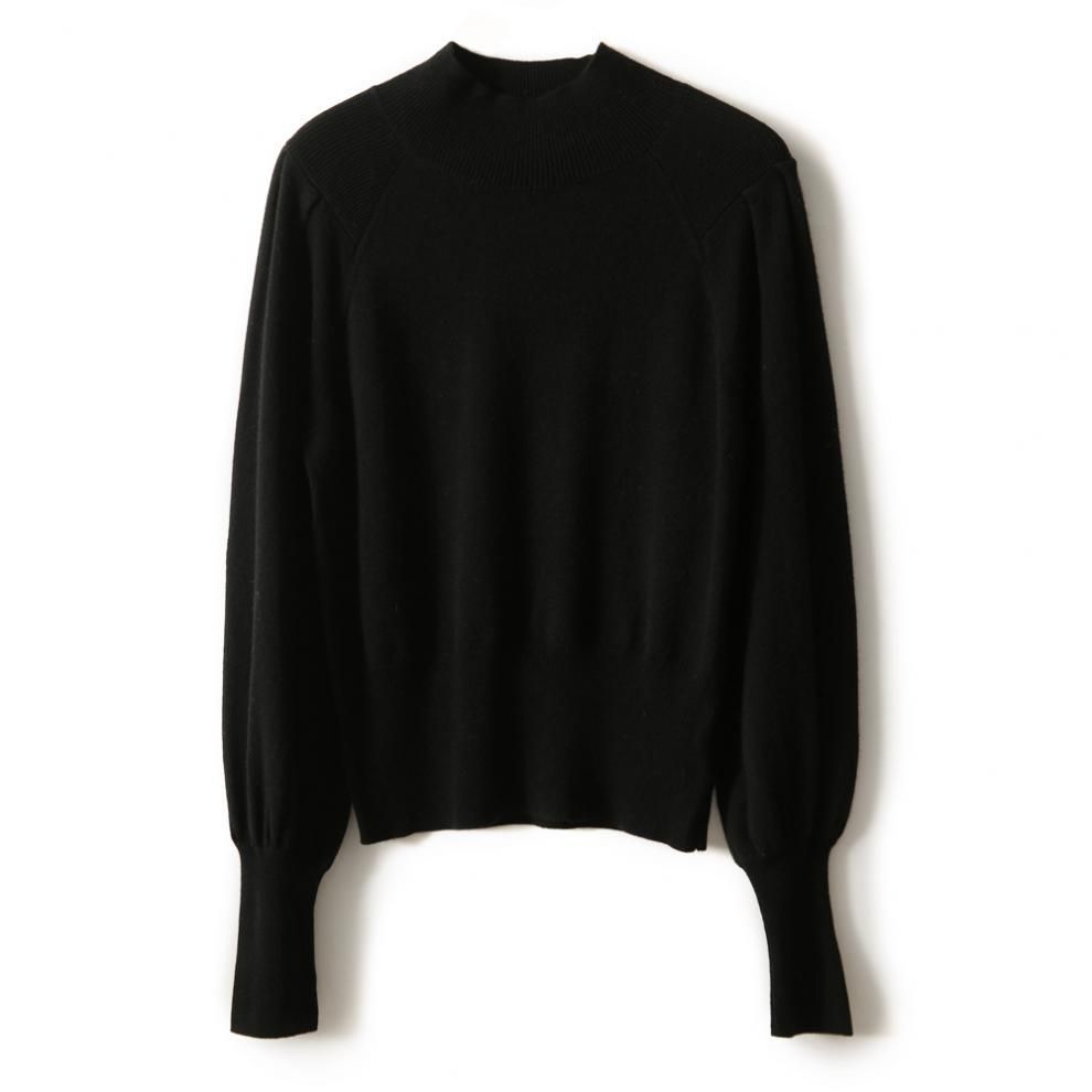 K Half High Neck Long Sleeved Knitted Shirt With Hidden Meat, Long Sleeved Loose Base Shirt_ecoleips.com