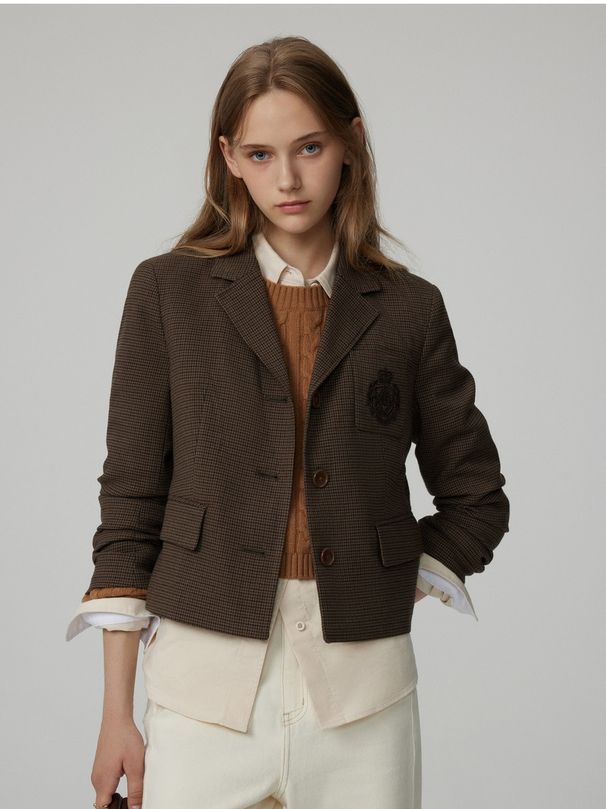 No Returns Or Exchanges, 2026 Spring New Korean Dongdaemun Zhao Lusi Style College-style Plaid Blazer For Women_ecoleips.com