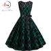 Lace Patchwork Floral Print Women Summer Dress Hepburn 50s 60s Elegant Vintage Dress Office Ladies A-Line Party Dresses Belt_ecoleips.com