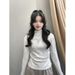 Unique Design Top Tie-Dye Slim Half Turtleneck Dralon Long Sleeve Base Shirt Autumn And Winter Pleated Waist Tight Women_ecoleips.com