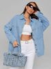 Plus Size Denim Shirt - Oversized Women's Casual Button Down Chambray Top Lightweight Loose Fit Jean Jacket For Women_ecoleips.com
