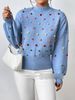 "Women's Colorful Yarn Ball Knit Sweater, Soft & Cozy Pullover, European Style Fashion, Casual Winter Wear, S/M/L/XL"_ecoleips.com