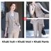 Women's Elegant Blazer Suit Set Professional Office Wear Slim Fit Pantsuit with Optional Vest in Pink Blue Khaki_ecoleips.com